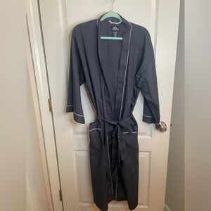 Stafford Long Dark Grey Robe With Light Grey Trim OS